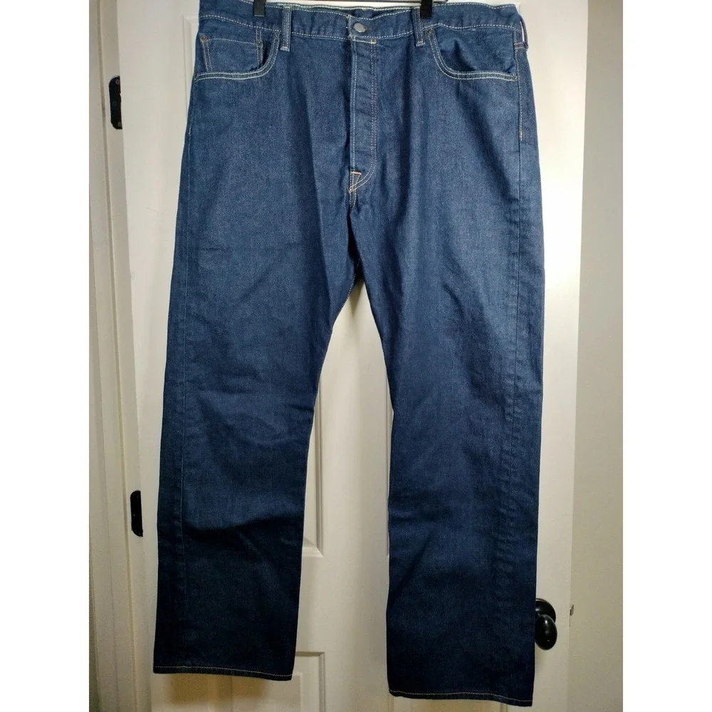Levi's 501 Jeans Men 42x32 (Measures 40x31) Dark Wash Button Fly Straight Leg
